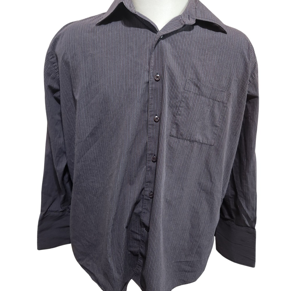 Bellissimo Mens‎ Long Sleeve Pinstripe Button Up Shirt cufflink 17.5 XL